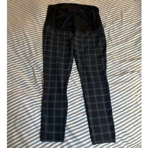 Isabel Maternity Black Gray Plaid Pants XXL